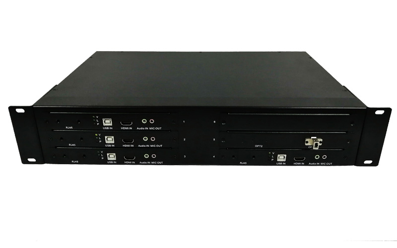 L3-2U(4-channel HDMI/DVI/VGA +USB2.0+audio+mic signal transmitted by one core fiber)