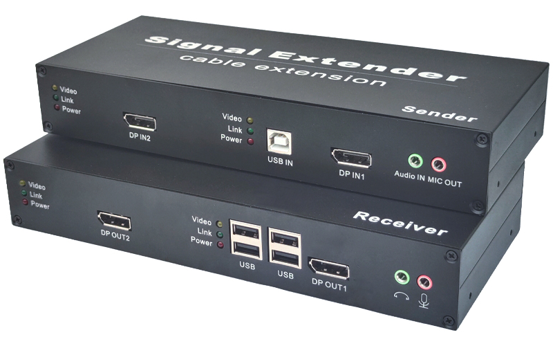 UDO2A-3DU(AS)-(2P)（Double DP + USB2.0+Audio+MIC+RS232)High Speed Fiber Extend 20KM